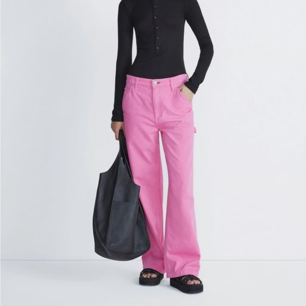 ⭐️ Rag & Bone | Sid Wide-Leg Carpenter “Bright Pink” Jeans Size 26 MSRP $482